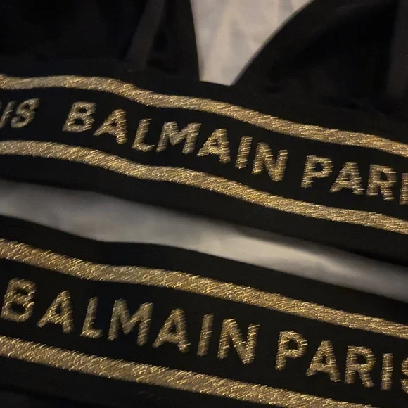 Balmain Paris Black & Gold Bralette bath suit size 36 - Picture 5 of 6